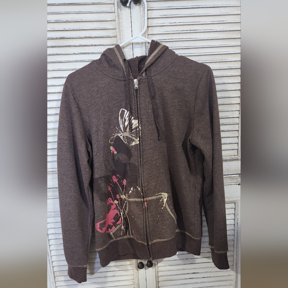 Made For Life Brown Butterfly Women's Hoodie  Jacket Small